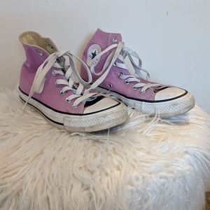 Purple high top converse shoes